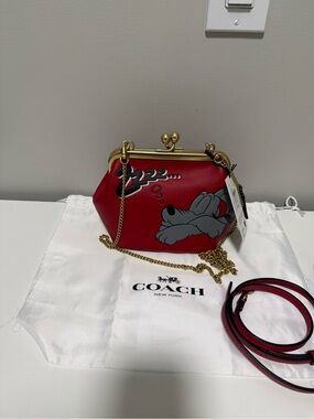 Coach Red Sleeping Dog Kisslock Frame Bag